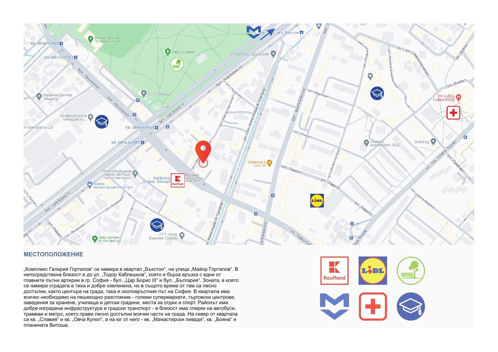 Map showing Complex Gallery Buxton at Mayor Gortalov 14