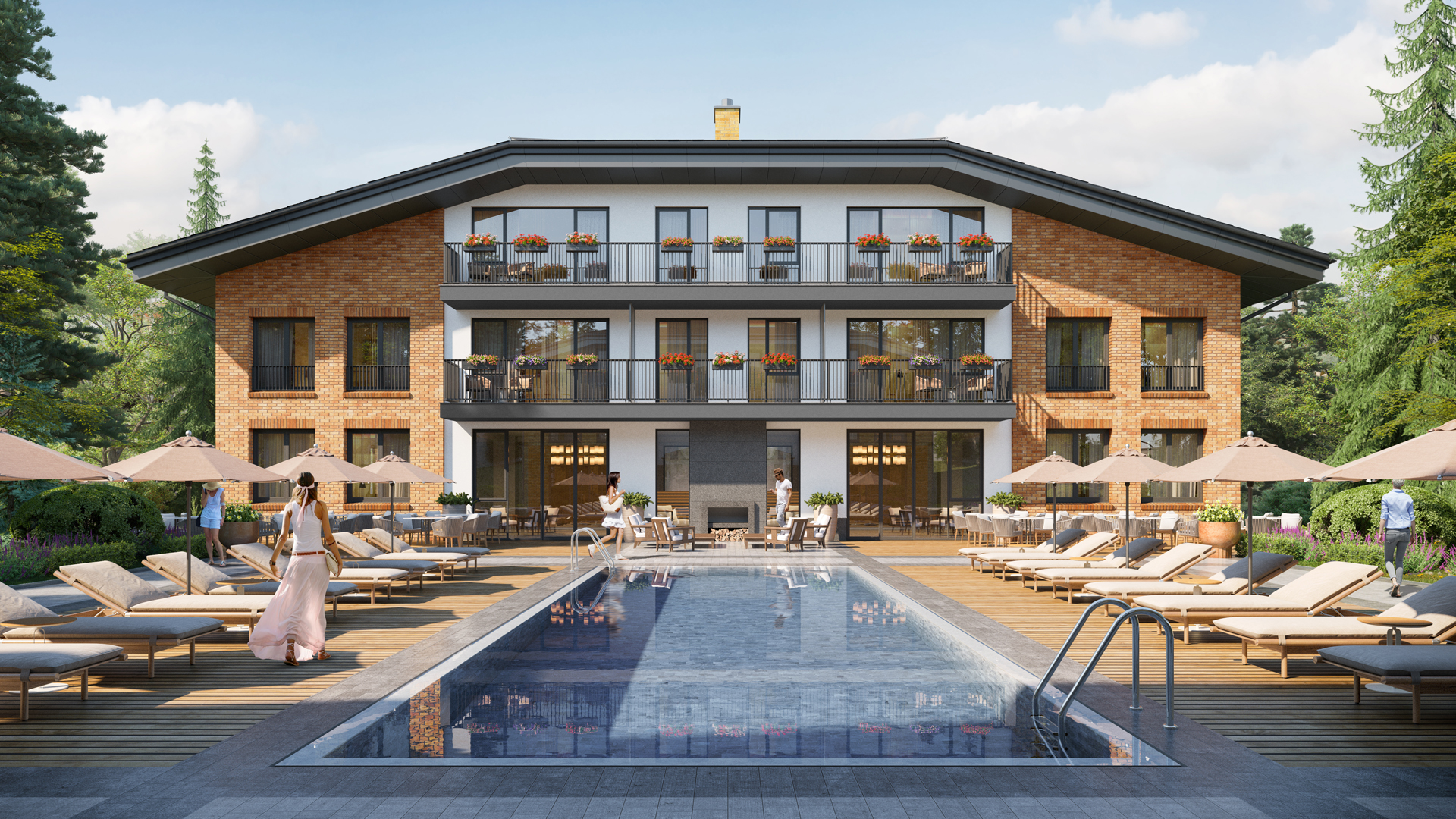 Complex Gallery Dragalevtsi — courtyard with outdoor pool
