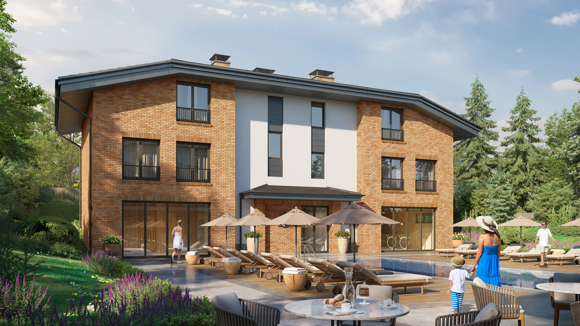 Complex Gallery Dragalevtsi — pool terrace and dining